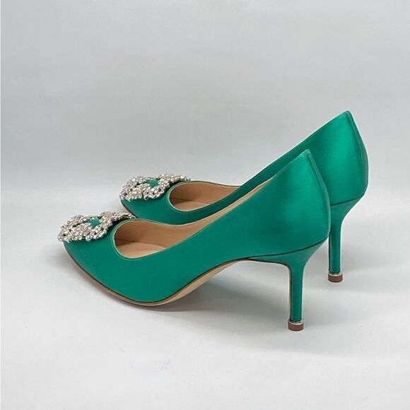 Manolo Blahnik Hangisi 70MM Embellished Satin Pumps size 36.5 - Picture 9 of 12